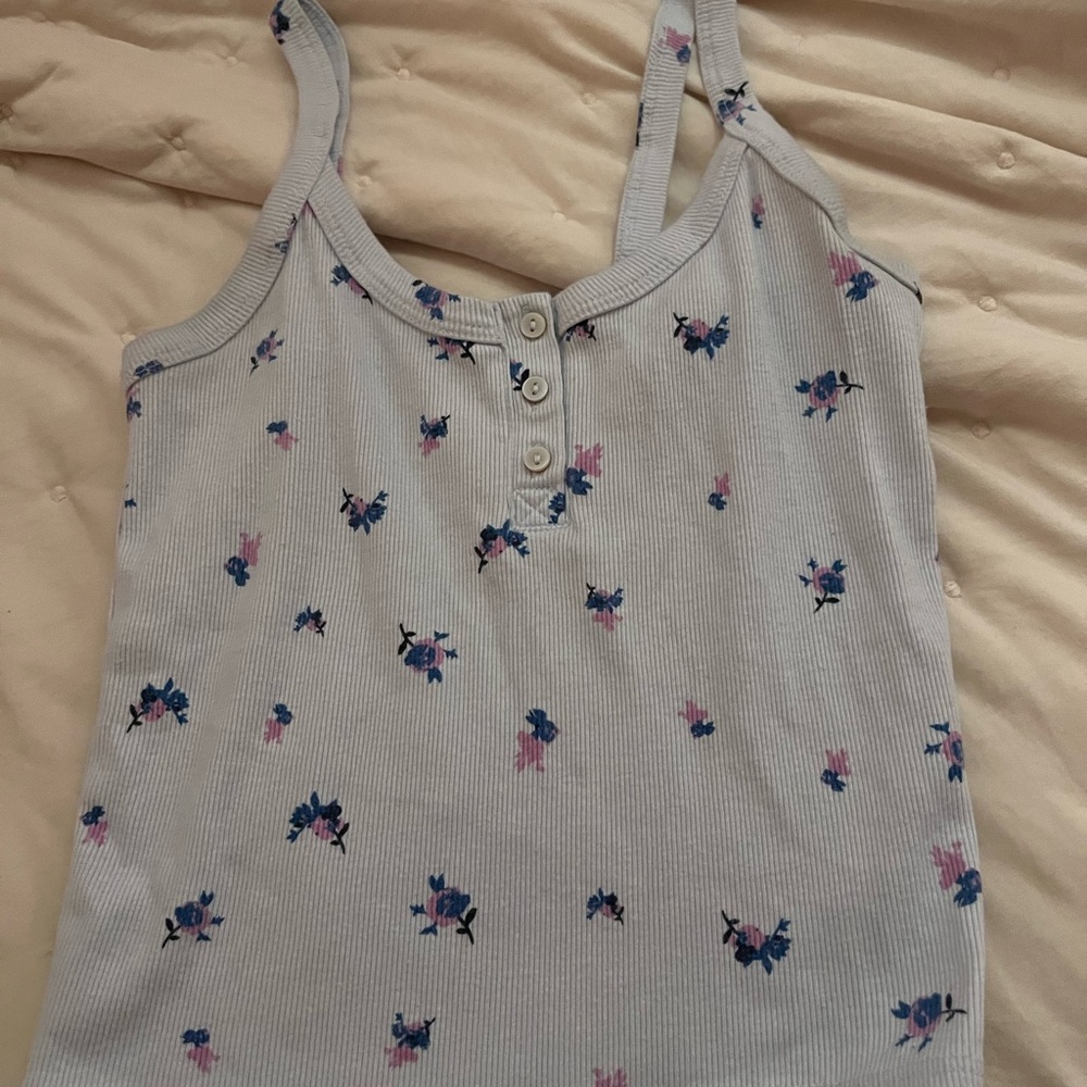 Floral Tank Top - Blue and Pink